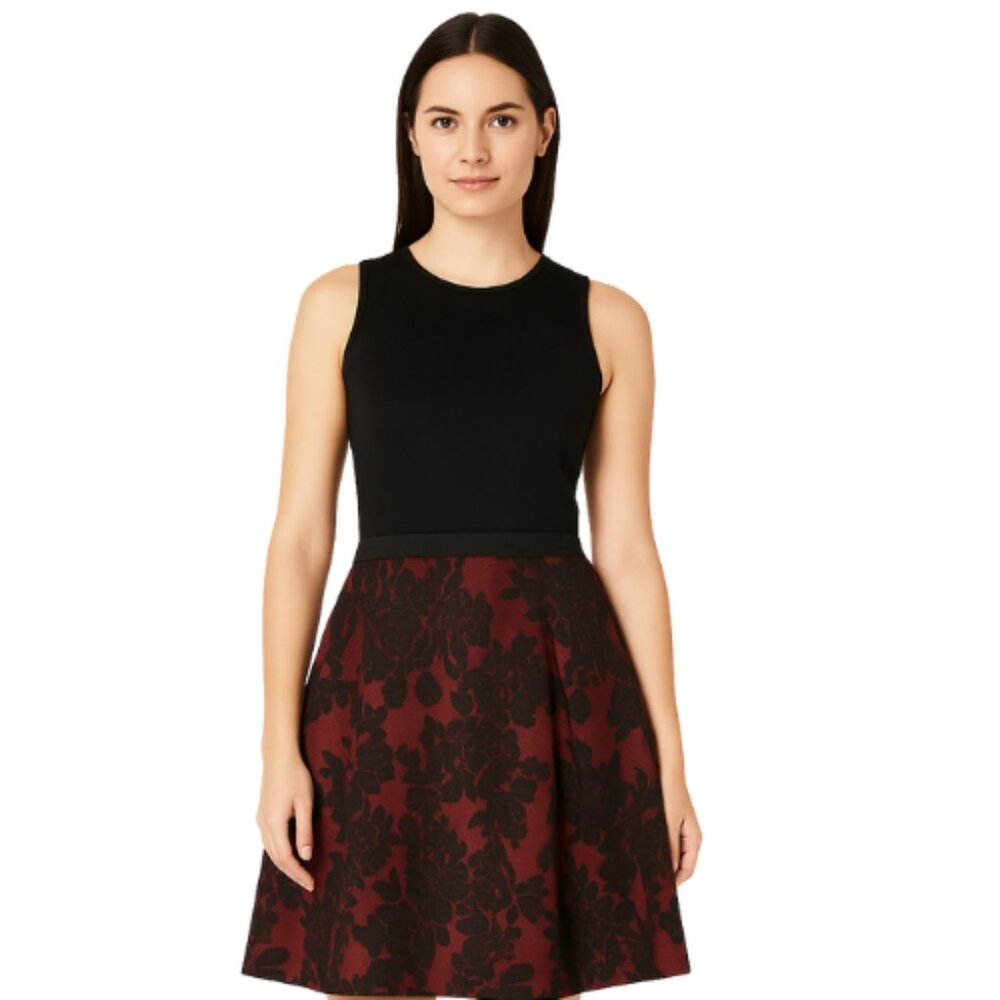 White House Black Market Knee-Length A-Line Skirt Red & Black  EUC Size 0